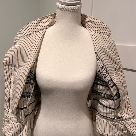 Kate Moss Topshop Cream Moto Jacket with Black Details - Picture 11 of 15
